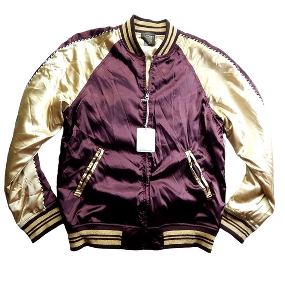 Pacsun Reversible Bomber Jacket Womens Purple And Gold Size M - Picture 1 of 10